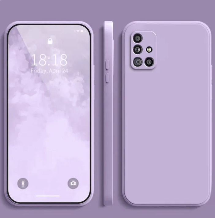 Samsung Galaxy A71 A51 A31 A21s A21 A17 A11 M11 M40s Liquid Silicone Case Straight Edge Candy Color Soft TPU Back Cover