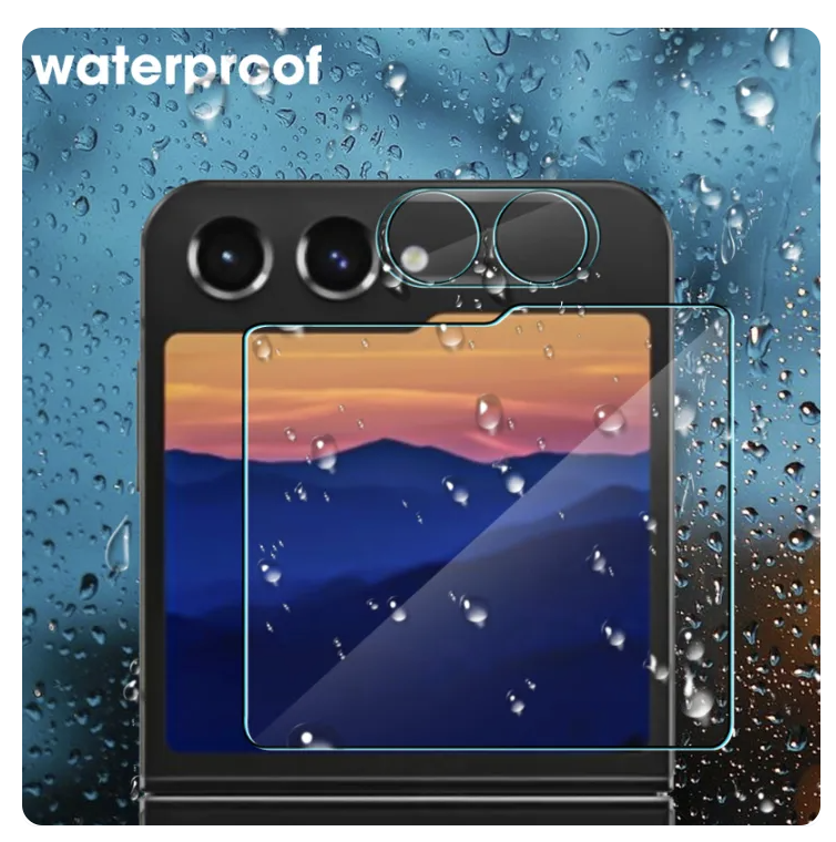 Samsung Galaxy Z Flip 5 Back Tempered Glass Screen Protector + Camera Lens Films 9H Clear Full Coverage Protection