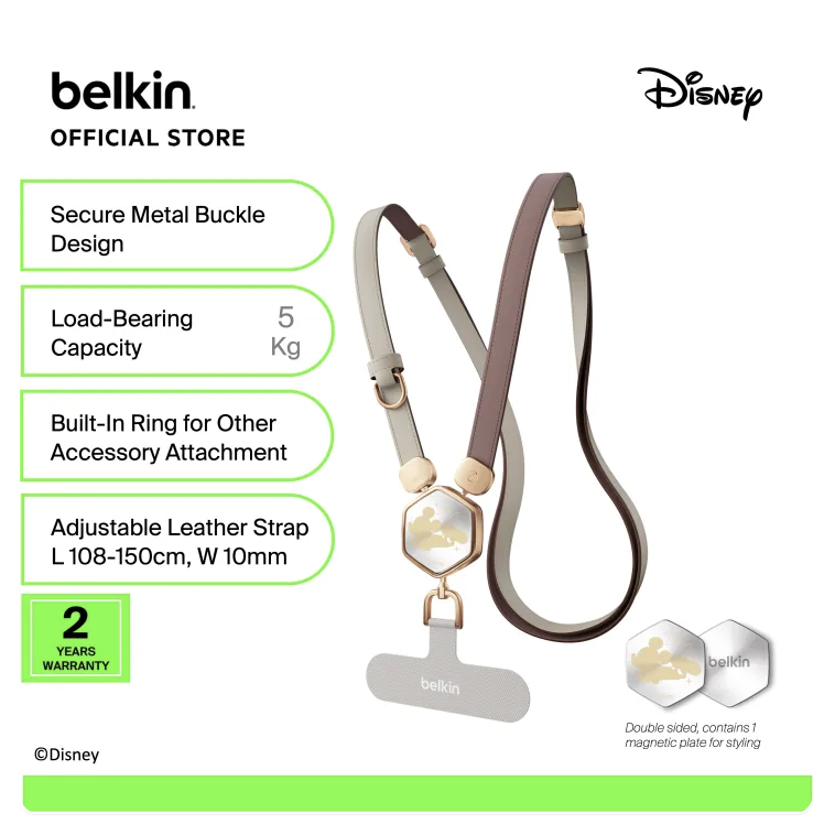 Belkin x Disney Leather Phone Strap Zootopia Mickey Donald Duck Frozen Inside Out 2 Star Mickey Universal Wrist Crossbody