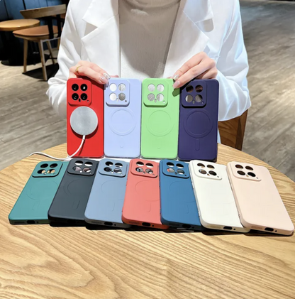 Original for Magsafe Magnetic Wireless Charging Case For Xiaomi 14 14Pro Mi 13 Pro Liquid Silicone Plain Candy Soft Bumper Cover