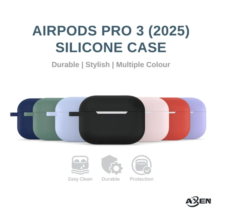 Silicone Case for AirPods Pro 3 (2025) with/without Keychain | Soft Protective Skin Cover Anti-Yellowing - Ellis Edge