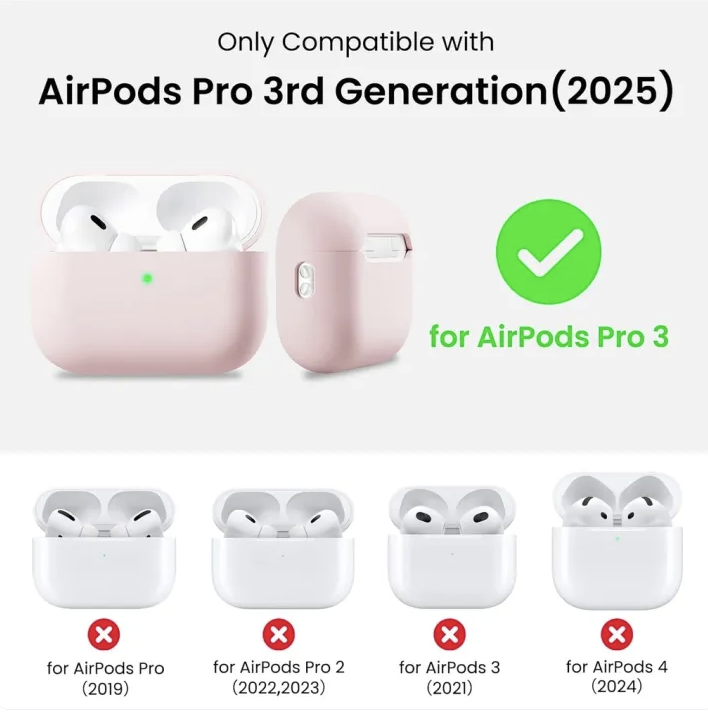 Silicone Case for AirPods Pro 3 (2025) with/without Keychain | Soft Protective Skin Cover Anti-Yellowing - Ellis Edge