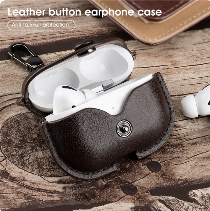 Business Leather Case for AirPods 4 / Pro 3 (2025) / Pro 2 / AirPods 3 2 1 | Genuine Crazy Horse Shockproof Protective Cover