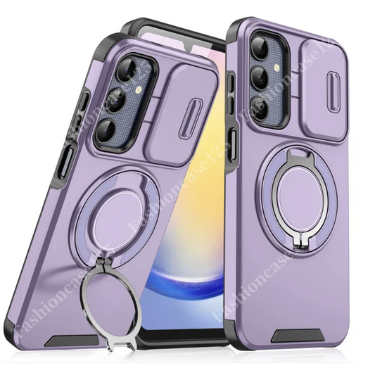 Samsung Galaxy A56 A36 A16 5G 2025 Case Armor Slide Camera Cover Magnetic Ring Stand Shockproof Protective Back Cover
