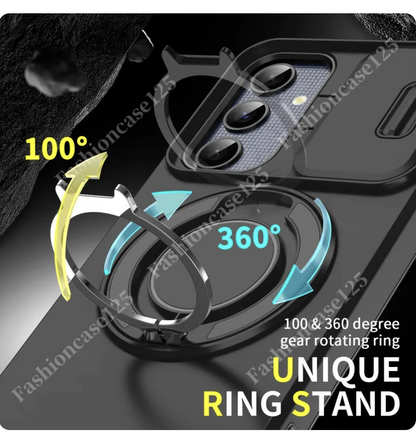 Samsung Galaxy A56 A36 A16 5G 2025 Case Armor Slide Camera Cover Magnetic Ring Stand Shockproof Protective Back Cover