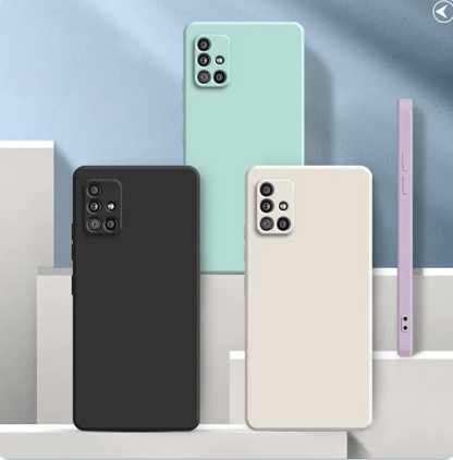 Samsung Galaxy A71 A51 A31 A21s A21 A17 A11 M11 M40s Liquid Silicone Case Straight Edge Candy Color Soft TPU Back Cover
