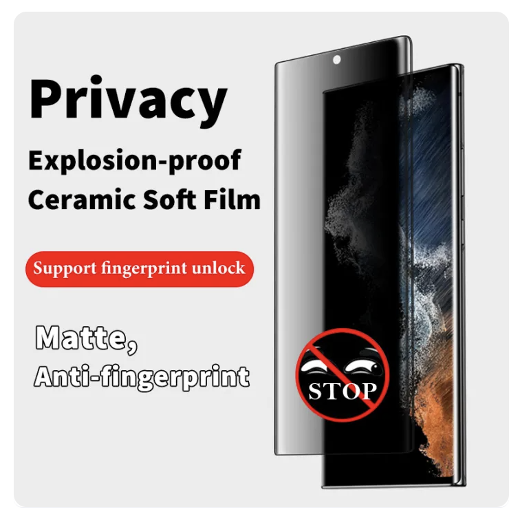 Privacy Matte Ceramic Tempered Glass Samsung Galaxy S25 S24 S23 S22 S21 S20 Ultra Note 20 Anti-Peep Anti-Fingerprint Full Cover