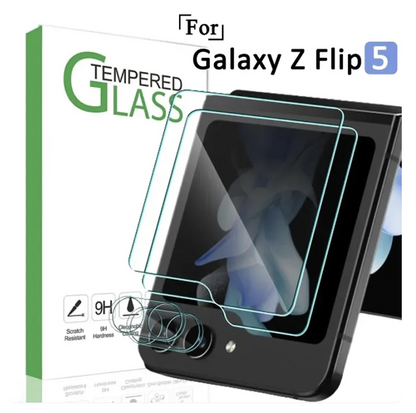 Samsung Galaxy Z Flip 5 Back Tempered Glass Screen Protector + Camera Lens Films 9H Clear Full Coverage Protection