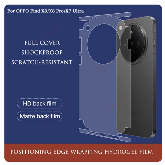 OPPO Find X9 X8 Pro X7 Ultra Back Hydrogel Film Full Coverage Clear Matte Self-Healing Scratch Repair Wrap Edge Protector