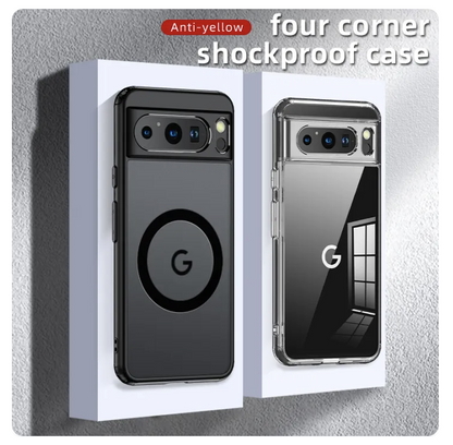 MagSafe Case Google Pixel 9 Pro XL 9 Pro 8 Pro 7a Clear Silicone Bumper Hard PC Back Shockproof Non-Yellowing Cover
