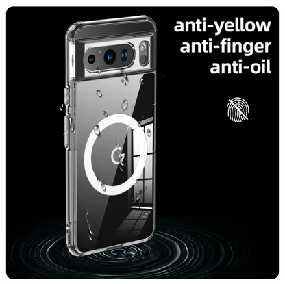 MagSafe Case Google Pixel 9 Pro XL 9 Pro 8 Pro 7a Clear Silicone Bumper Hard PC Back Shockproof Non-Yellowing Cover
