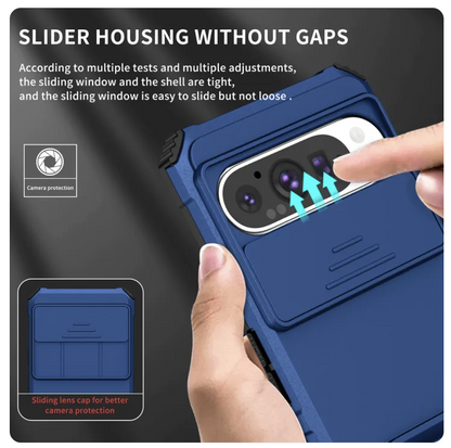 KEYSION Shockproof Case Google Pixel 9 Pro XL 9 Pro Slide Camera Cover Ring Kickstand Stand Matte Protective Back Cover