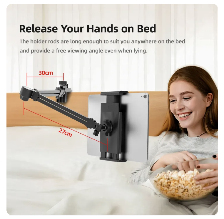 GOOJODOQ Tablet Clamp Stand Gooseneck 360 Degree Rotatable Bed Desk Headboard Mount for iPad Pro Air Mini Phone with Free Holder