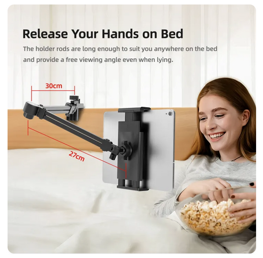 GOOJODOQ Tablet Clamp Stand Gooseneck 360 Degree Rotatable Bed Desk Headboard Mount for iPad Pro Air Mini Phone with Free Holder