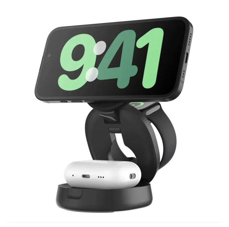 Belkin BoostCharge 3-in-1 Convertible Qi2 15W Magnetic Charging Stand for iPhone 17 16 Apple Watch AirPods Foldable Pad