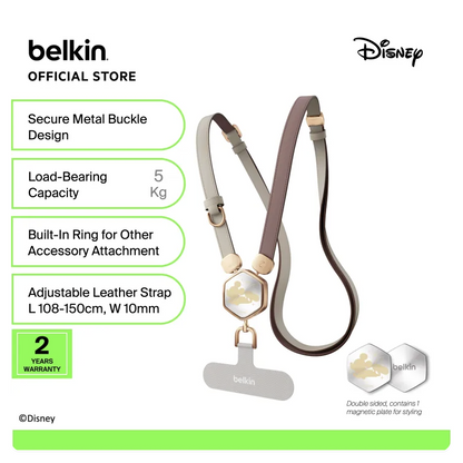 Belkin x Disney Leather Phone Strap Zootopia Mickey Donald Duck Frozen Inside Out 2 Star Mickey Universal Wrist Crossbody